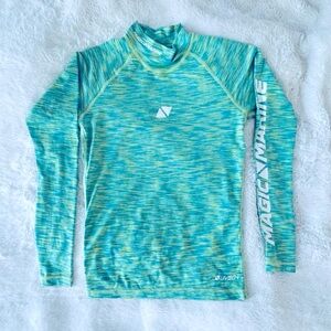 Magic Marine Cube Rash Guard Long Sleeve, Green